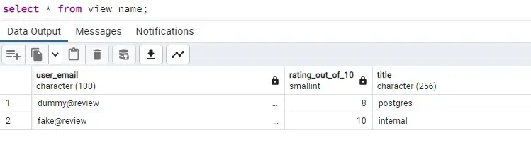 queries on materialized view view_name