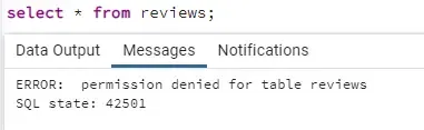 permission denied for table reviews
