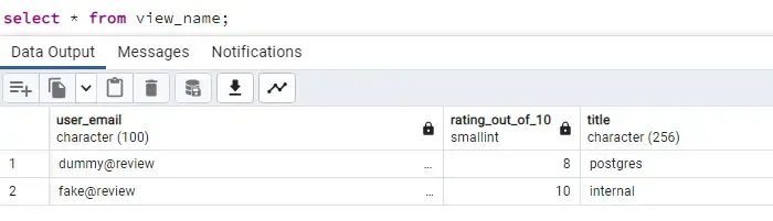 queries on materialized view view_name