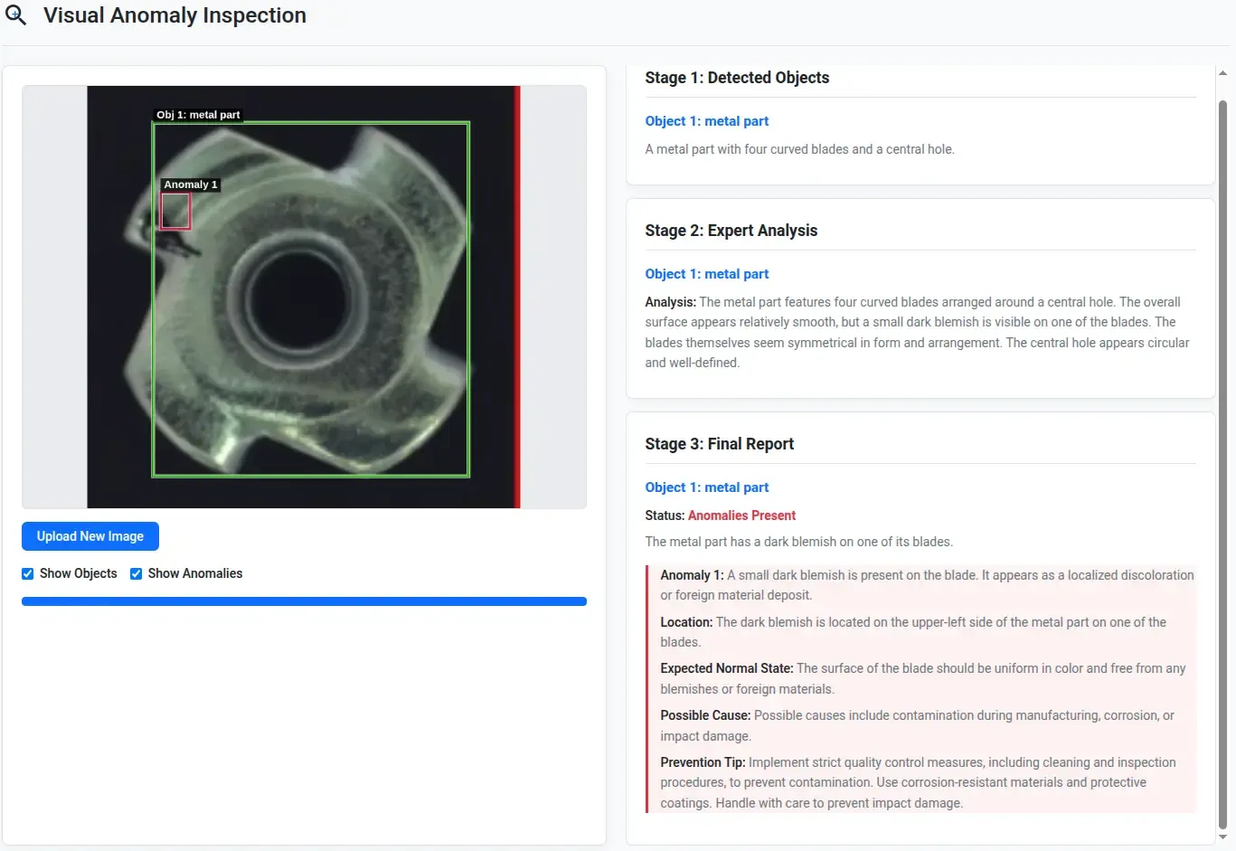 Debris on metal blade