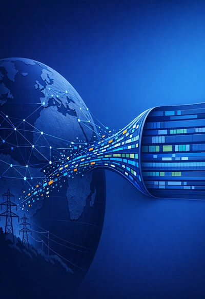 Energy monitoring dashboard showing real-time grid data and analytics