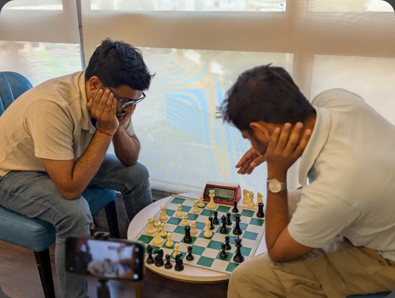 Colleagues playing chess