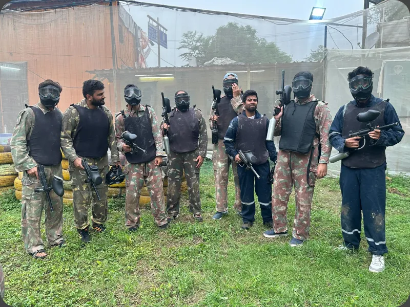 Team ready for a paintball outing