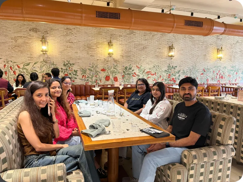 Team lunch at a restaurant
