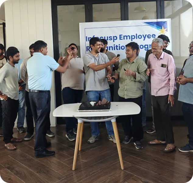 Infocusp employees at a company event