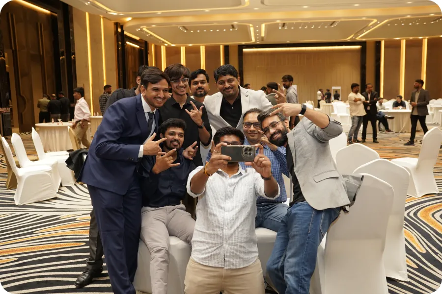 Group selfie at a team gathering