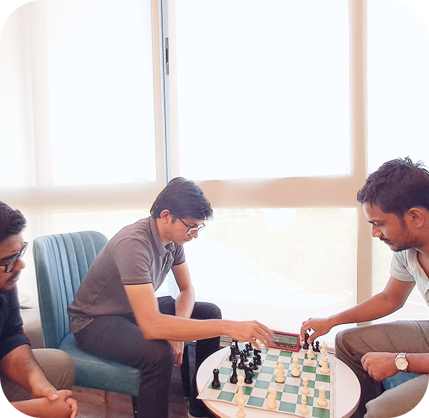 Team members playing chess at Infocusp office